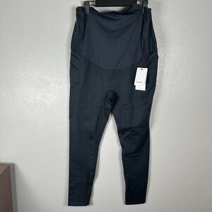 NEW BLANQI Womens XL Maternity Everyday Belly Support Pocket Leggings India Ink